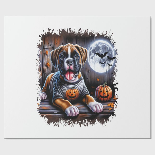 Boxer Hund Halloween Presentpapper (Platt)