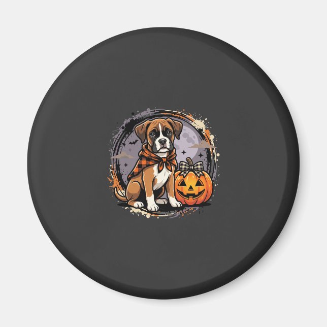 Boxer Hund Halloween Pumpa Sublimering Magnet (Framsidan)