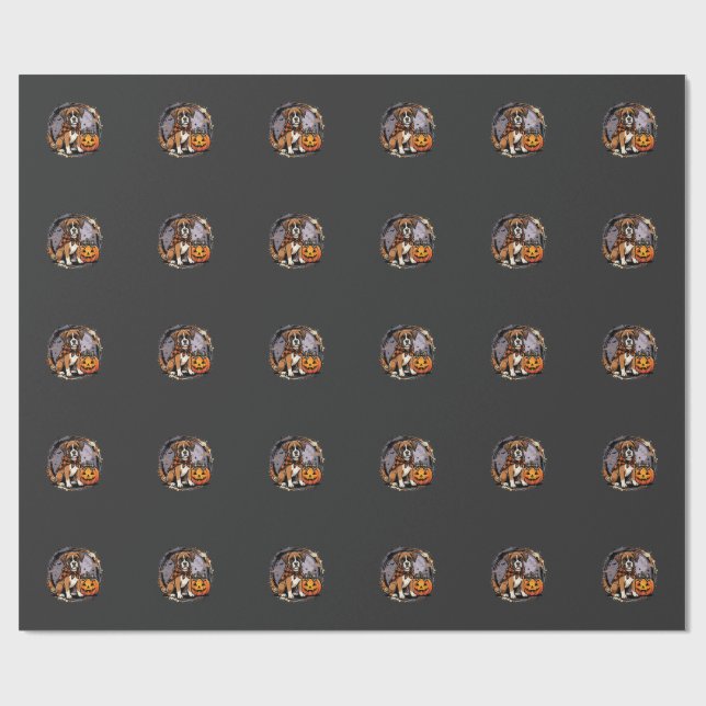 Boxer Hund Halloween Pumpa Sublimering Presentpapper (Platt)