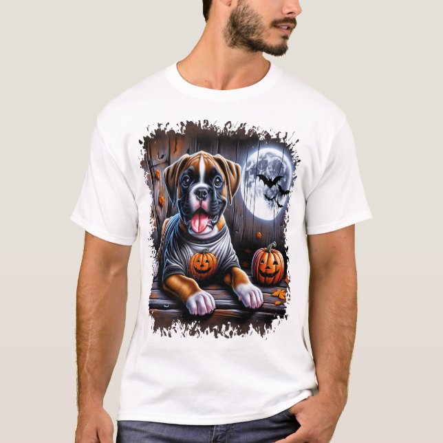 Boxer Hund Halloween T Shirt (Framsida)