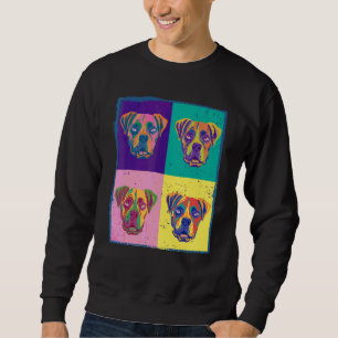 Boxer Hund Husdjur Djur Målning Grafik Lång Ärmad Tröja
