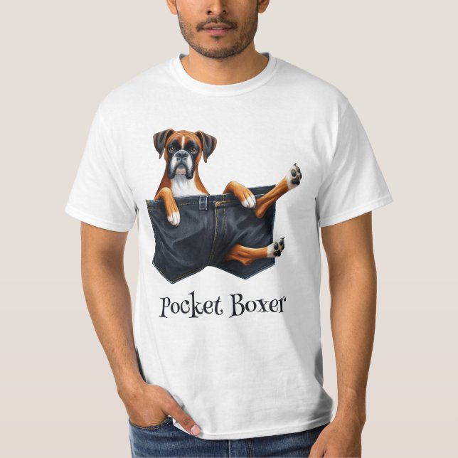 Boxer-Hund i en fickur T Shirt (Framsida)