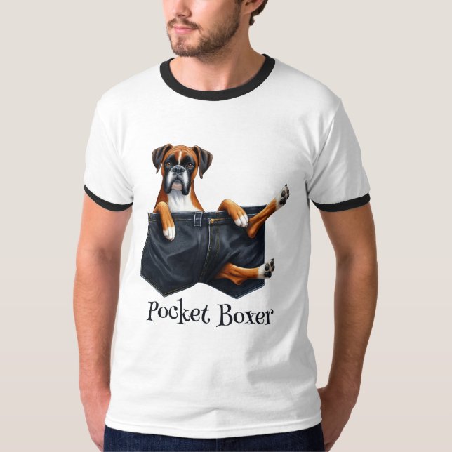 Boxer-Hund i en fickur T Shirt (Framsida)
