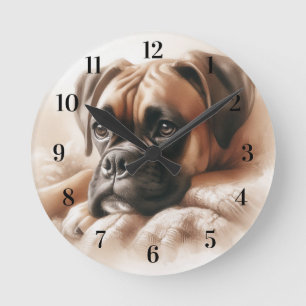 Boxer Hund i en serendos Rund Klocka