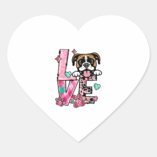 Boxer Hund I Kärlek My Hund Valentines day Hjärtformat Klistermärke