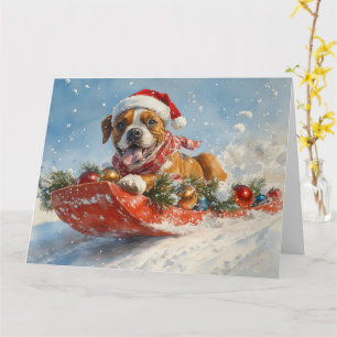 Boxer Hund i Sledge Låt det snöa jul Kort