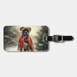 Boxer Hund i Snö-jul Bagagebricka