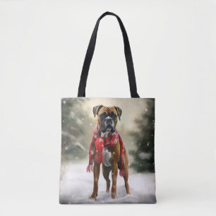 Boxer Hund i Snö-jul Tygkasse
