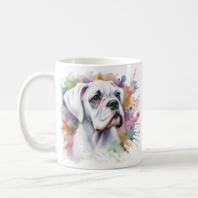 Boxer Hund Joy Bläck-Spattered Whimsical Boxer ❤ Kaffemugg (Vänster)