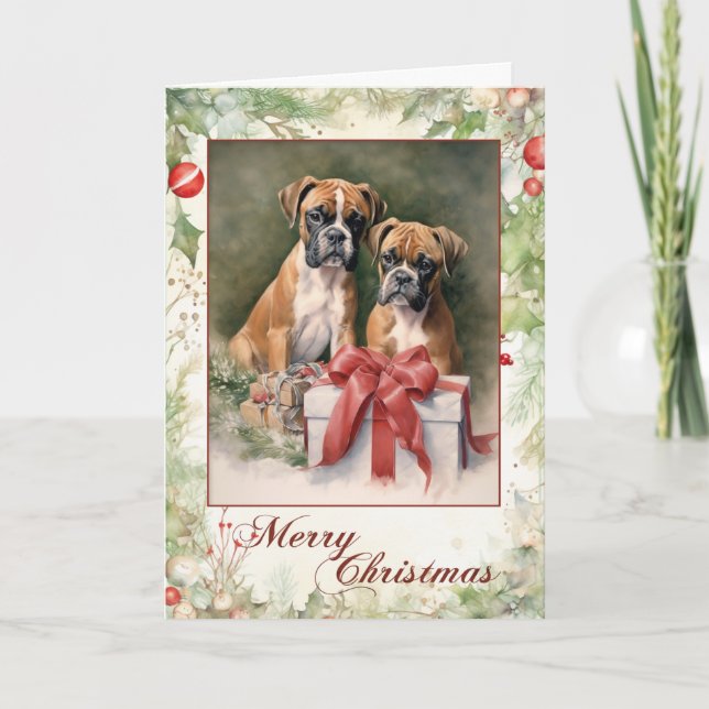 Boxer Hund jul Helgkort (Framsida)