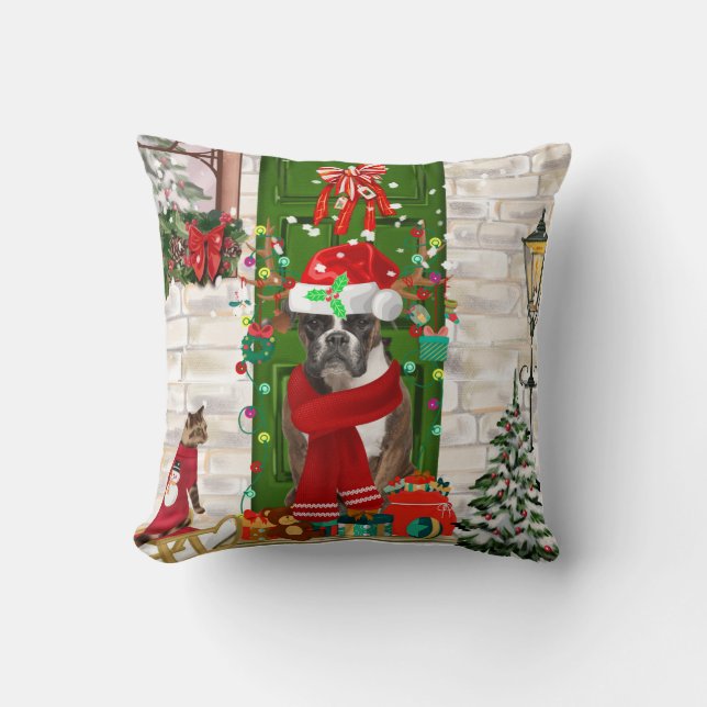 Boxer Hund jul Kudde (Framsida)