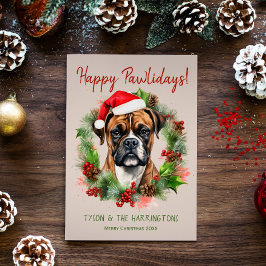 Boxer Hund jul Lycklig Pawlidays Howlidays Julkort