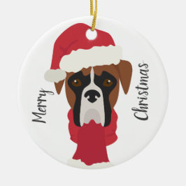 Boxer hund jul Ornament. Snö Julgransprydnad Keramik