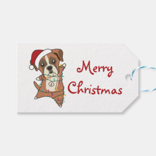 Boxer Hund jul Snö Winter Animals Hundar Lastbil Presentetikett