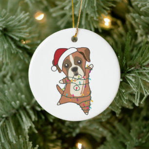 Boxer Hund jul Snö Winter Animals Hundar Vuxen Julgransprydnad Keramik