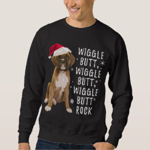 Boxer Hund jul - Wiggle Butt Sten Lång Ärmad Tröja
