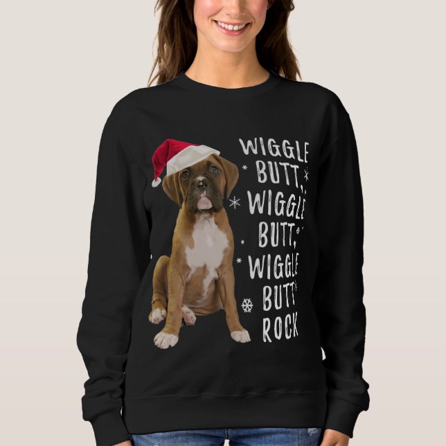 Boxer Hund jul - Wiggle Butt Sten T Shirt (Framsida)