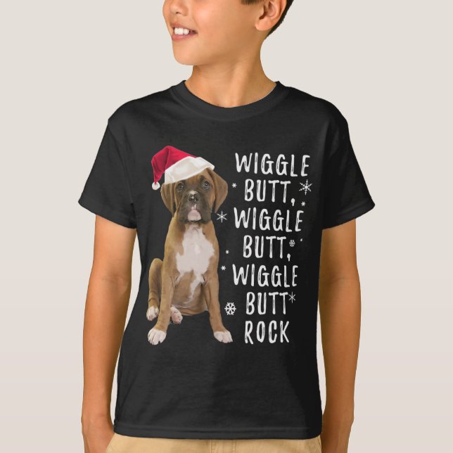 Boxer Hund jul - Wiggle Butt Sten T Shirt (Framsida)