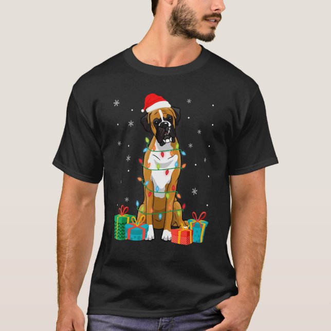 Boxer Hund Julgran Ljus Puppy T Shirt (Framsida)
