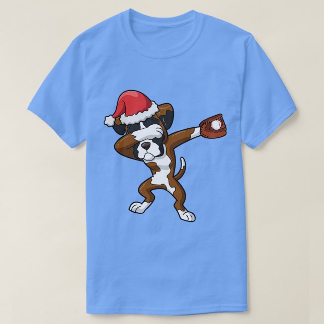 Boxer Hund Jultomten Baseball T Shirt (Design framsida)