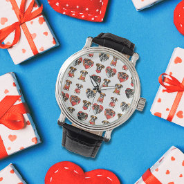 Boxer Hund Kärlek Watercolor Art Watch Armbandsur