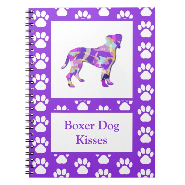 Boxer Hund Kisses Silhouette Cute PPY&B Anteckningsbok (Framsidan)