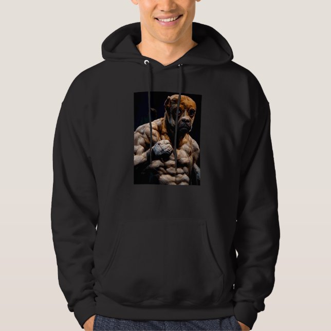 Boxer Hund Kroppsbyggare Hoodie (Framsida)