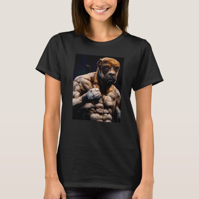 Boxer Hund Kroppsbyggare T Shirt (Framsida)