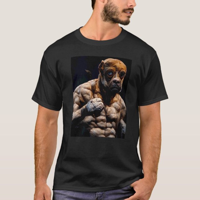 Boxer Hund Kroppsbyggare T Shirt (Framsida)