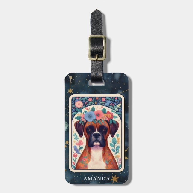 Boxer Hund Luggage Tag Bagagebricka (Vertikal Framsida)