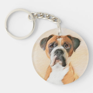 Boxer Hund Målning Okapad Original Djurkonst