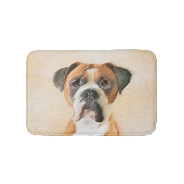Boxer Hund Målning Okapad Original Djurkonst Badrumsmatta (Framsidan)
