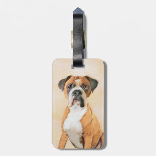 Boxer Hund Målning Okapad Original Djurkonst Bagagebricka