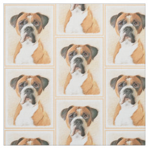 Boxer Hund Målning Okapad Original Djurkonst Tyg