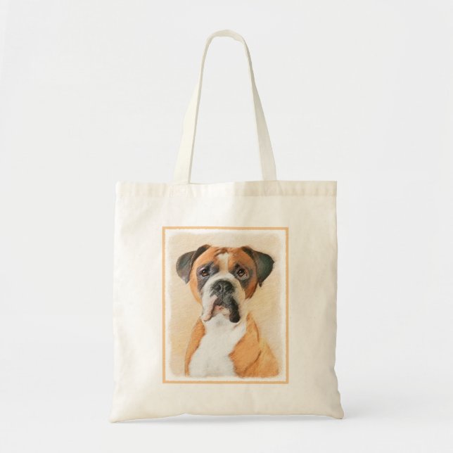 Boxer Hund Målning Okapad Original Djurkonst Tygkasse (Framsidan)
