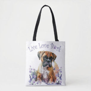 Boxer Hund Mamma Blommig Tygkasse