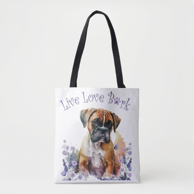 Boxer Hund Mamma Blommig Tygkasse (Framsida)