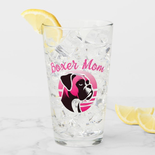 Boxer Hund Mamma i Rosa Glaskopp (Framsida Ice)