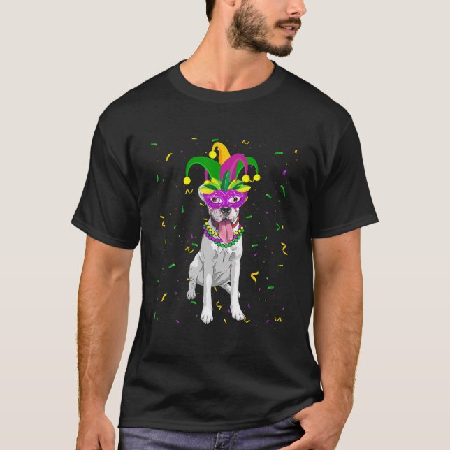 Boxer Hund Mardi Gras Costume Manar Women Kids T Shirt (Framsida)