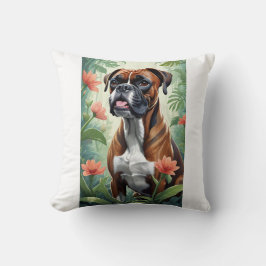 Boxer Hund med blommor, dekorativ fyllning Kudde