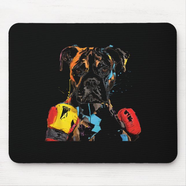 Boxer Hund Med Boxnings Handskor Män Kvinnor Barn Musmatta (Framsidan)