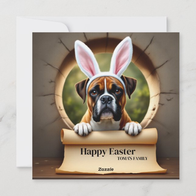 Boxer hund - med Family Namn Julkort (Baksida)