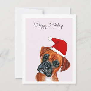 Boxer Hund med jultomtekort