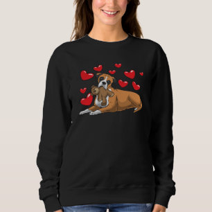Boxer-hund med mjukisdjur och hjärta t shirt