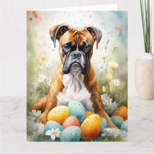 Boxer-Hund med Påskägg Helgdag Kort