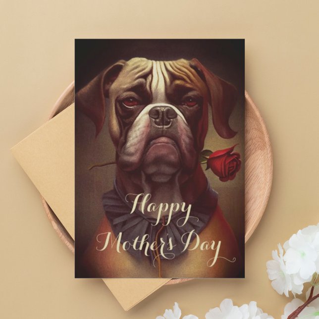 Boxer Hund med Ro Hälsning Helgdag Card Julkort (Skapare uppladdad)