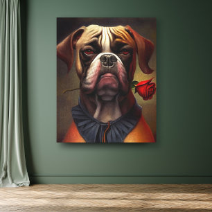 Boxer Hund med Ro Oljemålning Canvas Art