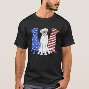 Boxer Hund Merica American Flagga Patriot 4:e juli T Shirt