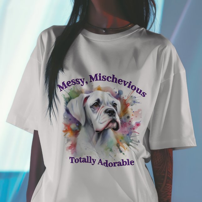 Boxer Hund Messy Mischievous totalt Adapter T Shirt (Skapare uppladdad)