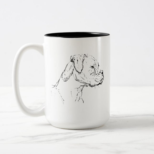 Boxer Hund Mugg – Handritad Bläck Hund Kaffe Mugg (Vänster)